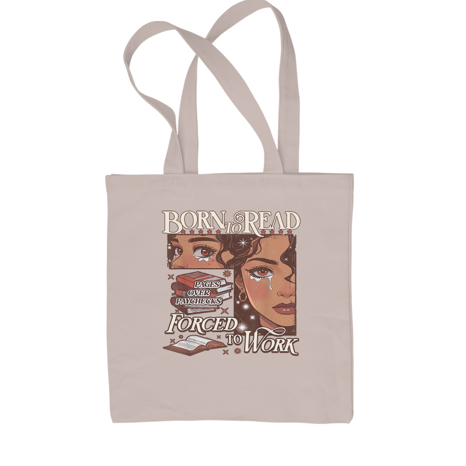 Born To Read Pages Over Paychecks Shopping Tote Bag Black