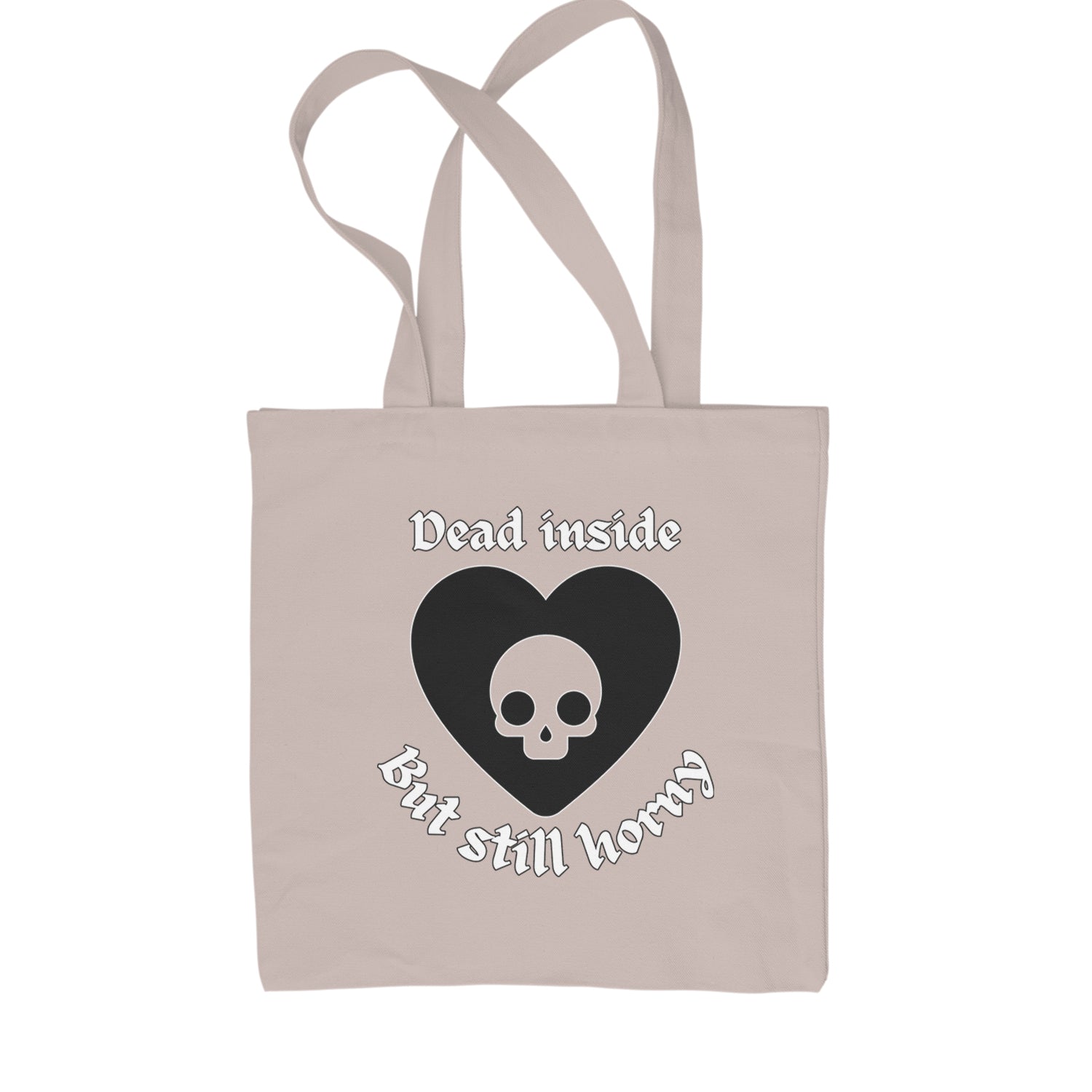 Dead Inside But Still Horny Skull Romantasy Shopping Tote Bag Black