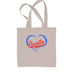 Benito Heart Puerto Rico design on Classic Cotton Canvas Tote, heart graphic with Puerto Rico flag-inspired accent