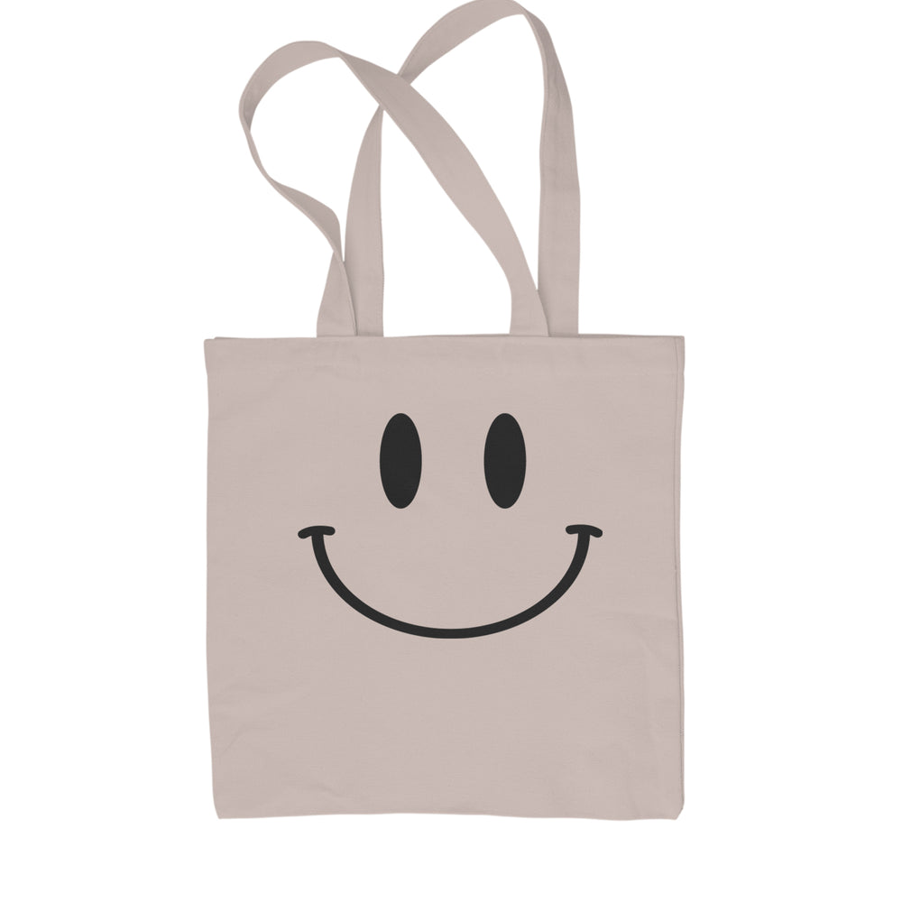 Smile Face Shopping Tote Bag Natural