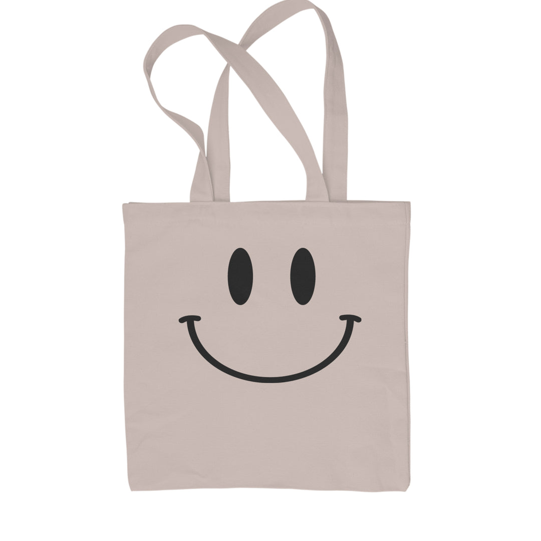 Smile Face Shopping Tote Bag Natural