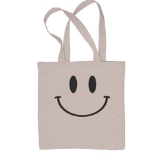 Smile Face Shopping Tote Bag Natural