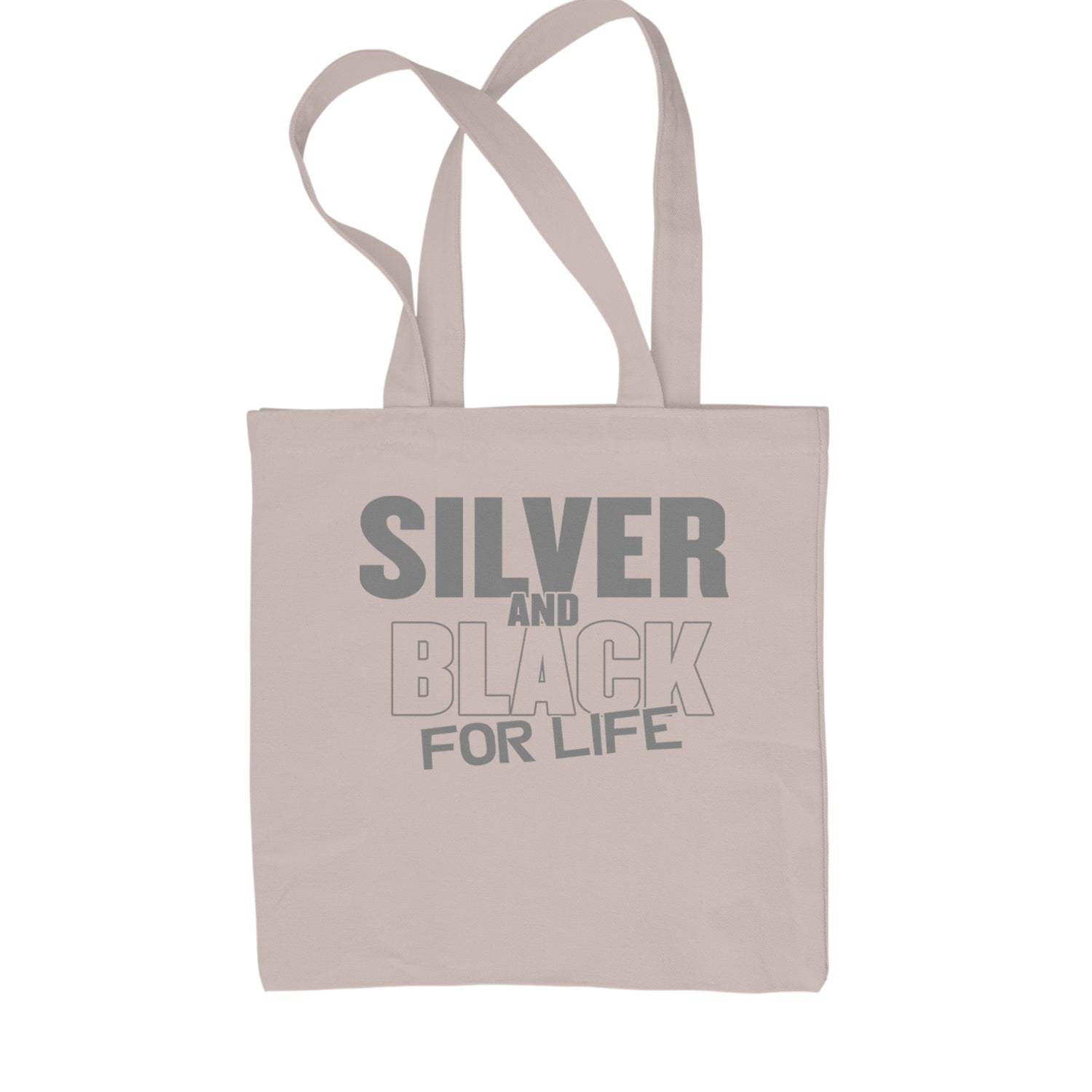 Silver And Black For Life Football Fan Shopping Tote Bag Black