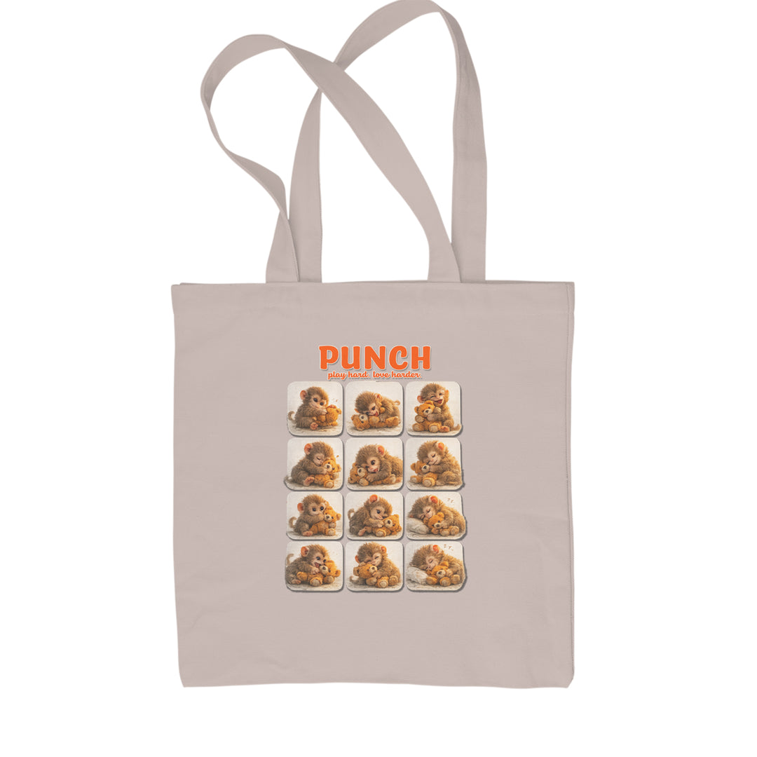 Punch Play Hard Love Harder Shopping Tote Bag Natural
