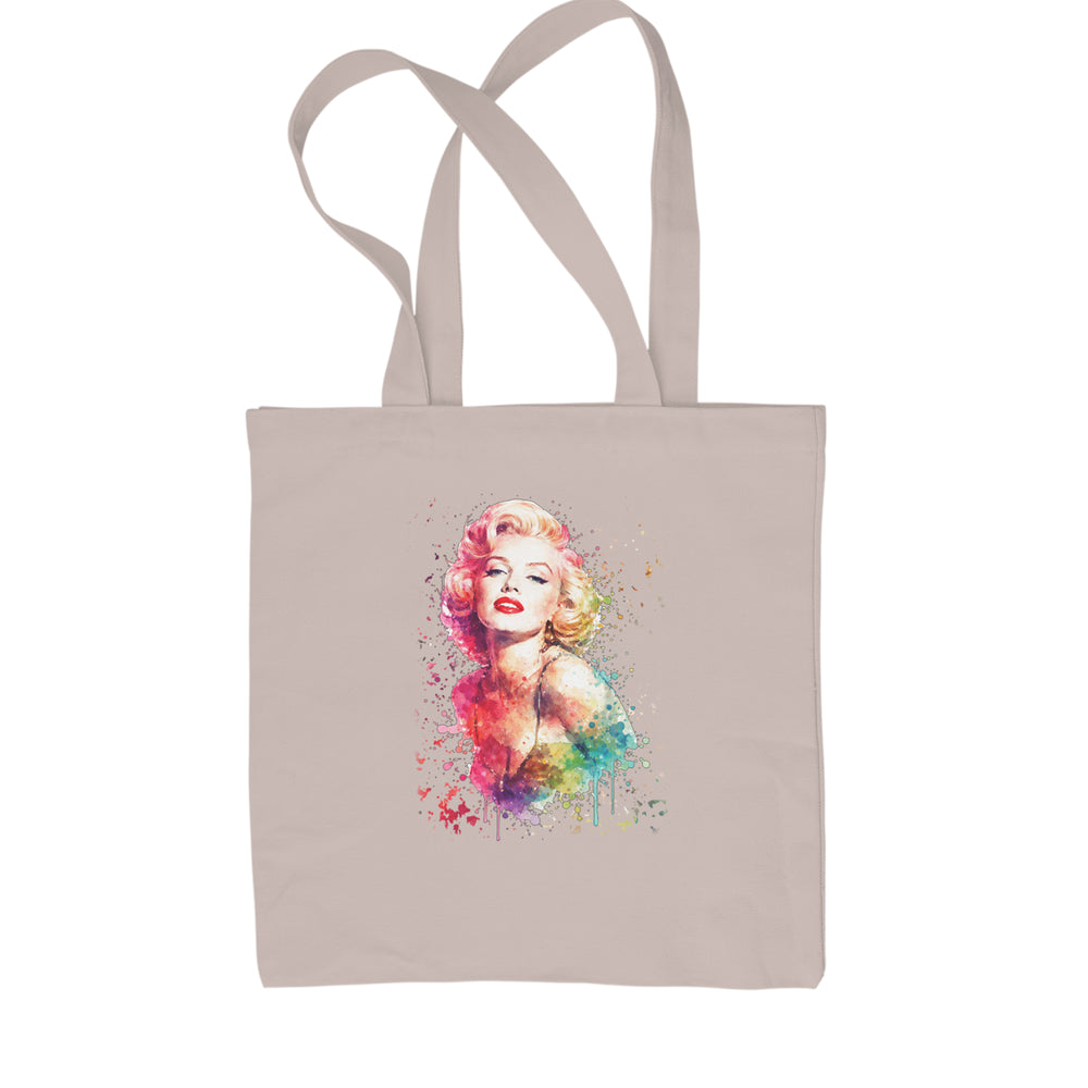 Mrs. Monroe Watercolors Bombshell Shopping Tote Bag Natural