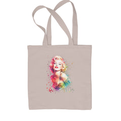 Mrs. Monroe Watercolors Bombshell Shopping Tote Bag Natural