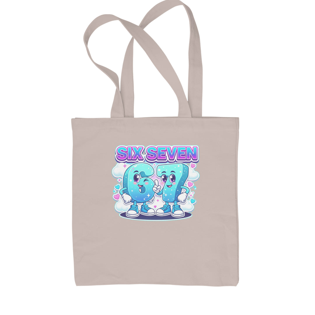 67 Six Seven Meme Kawaii Cloud Shopping Tote Bag Natural