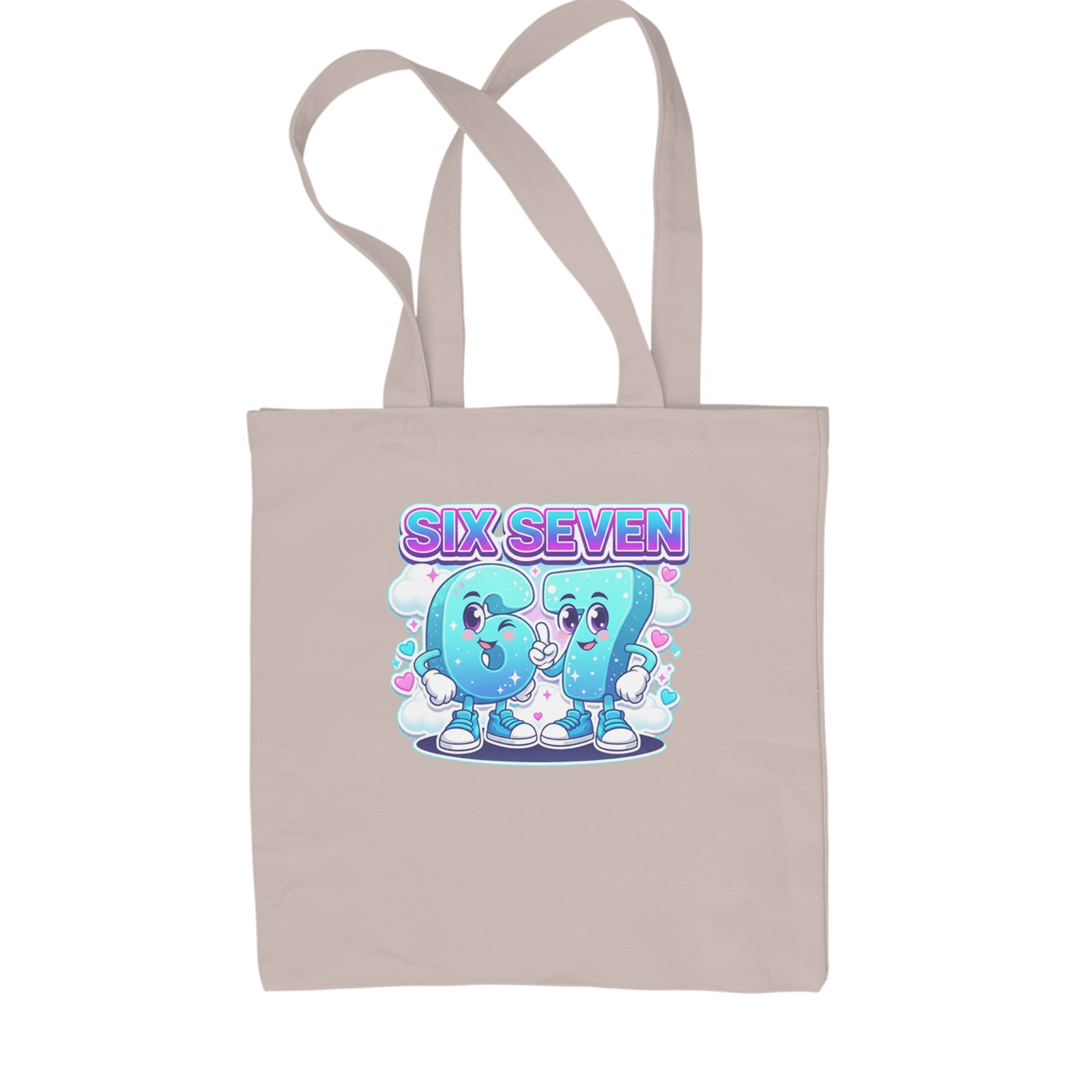 67 Six Seven Meme Kawaii Cloud Shopping Tote Bag Black