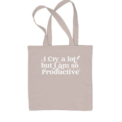 Classic Cotton Canvas Tote with tie-dye burst and bold lettering, plus small hearts, sparkles, and a feather