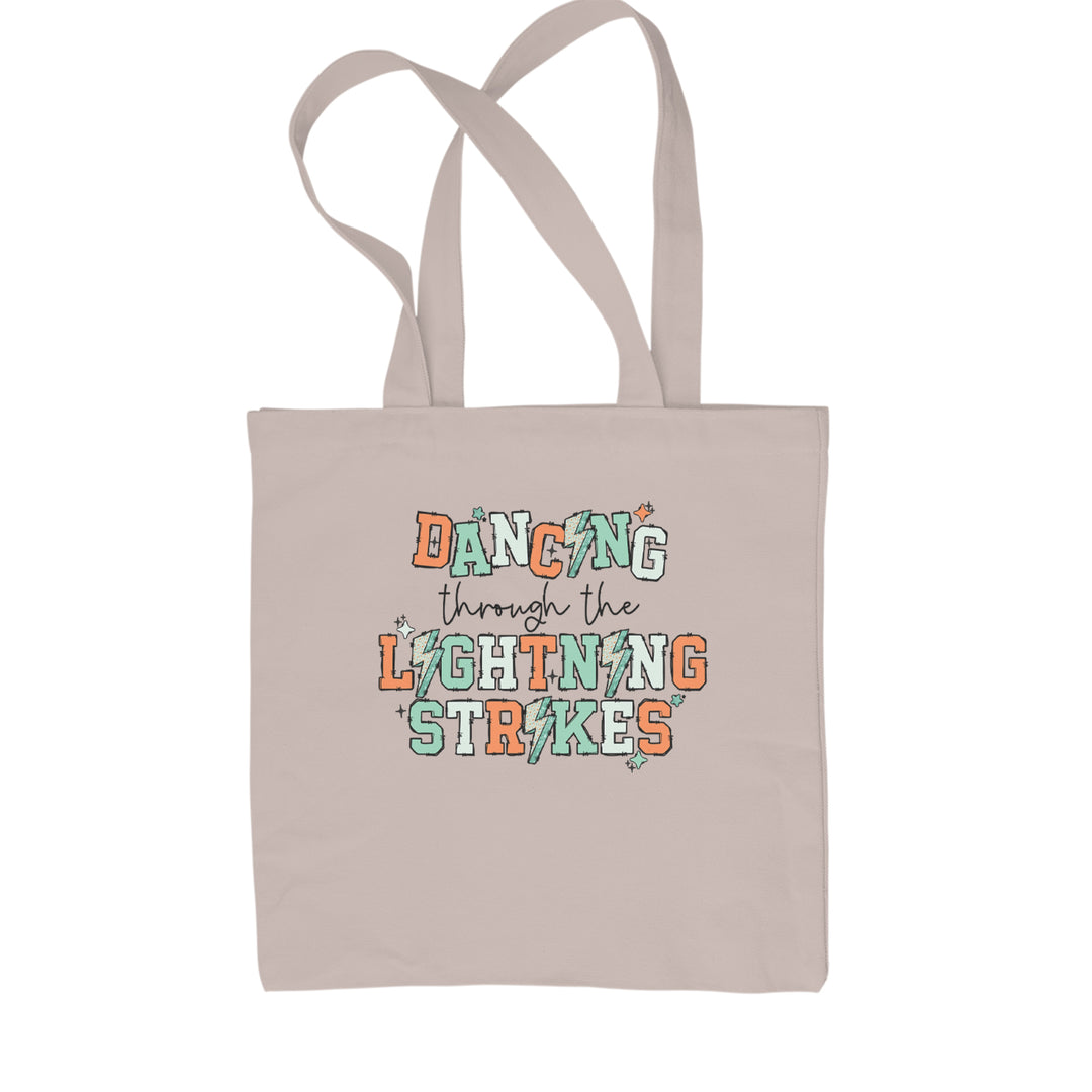 Classic Cotton Canvas Tote with glittery lightning bolt artwork and retro disco-style text