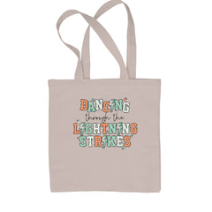 Classic Cotton Canvas Tote with glittery lightning bolt artwork and retro disco-style text
