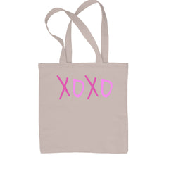 XOXO Pink Print Shopping Tote Bag Natural
