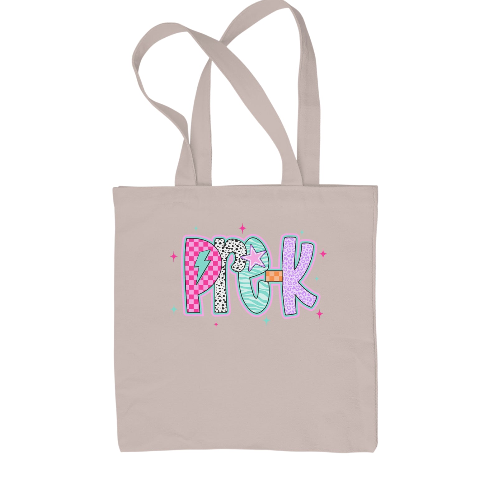 Pre-K Party Time Colorful Back to School Shopping Tote Bag Black