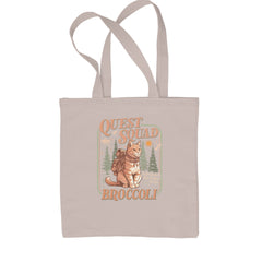 Quest Squad Broccoli Cat Fantasy Reader  Shopping Tote Bag Natural