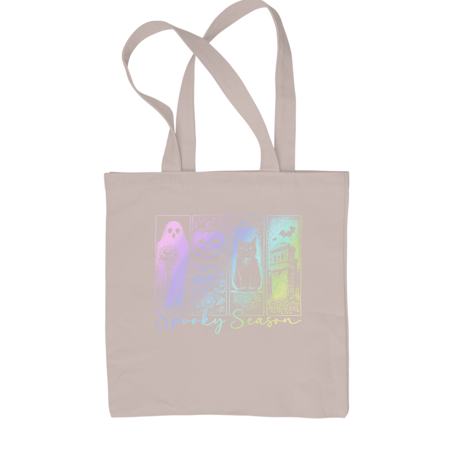 Spooky Season Cute Pastel Halloween Design Shopping Tote Bag Black