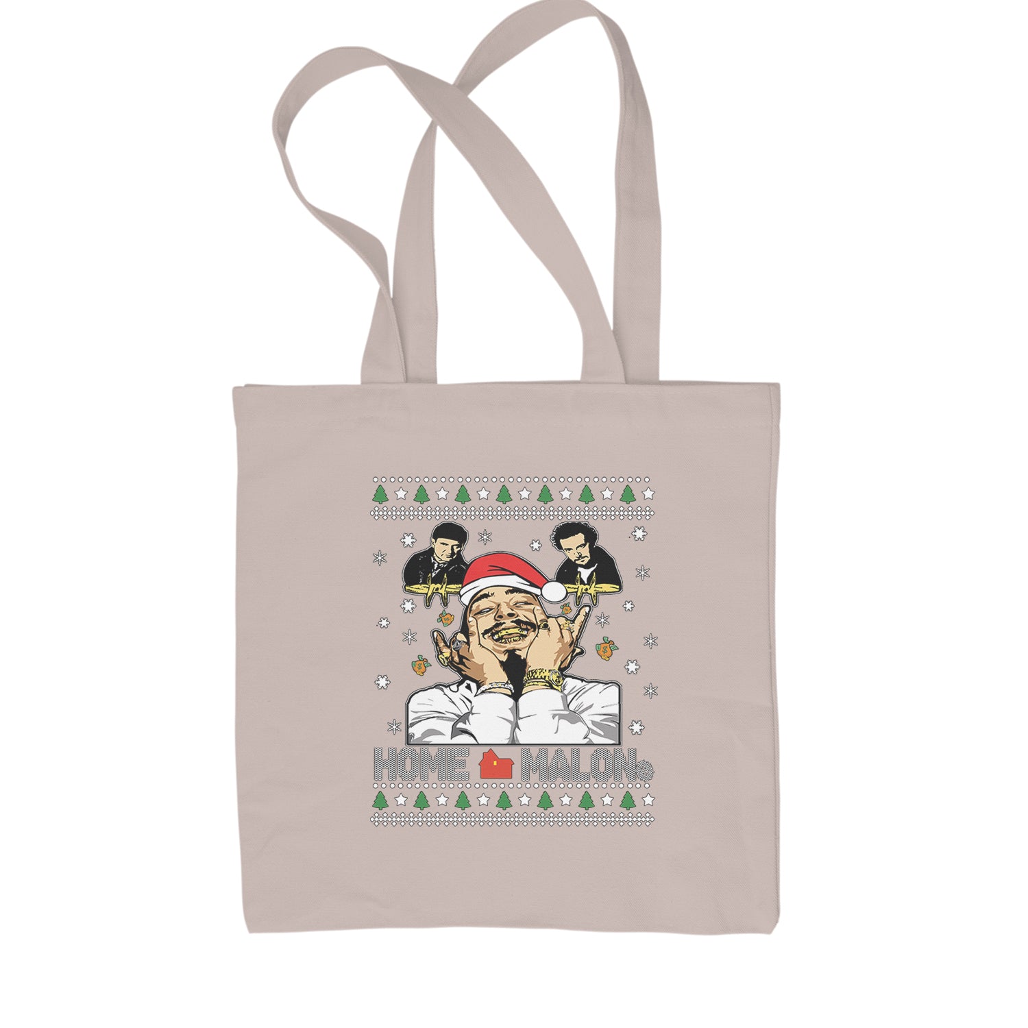 Home Malone Ugly Christmas Shopping Tote Bag Natural