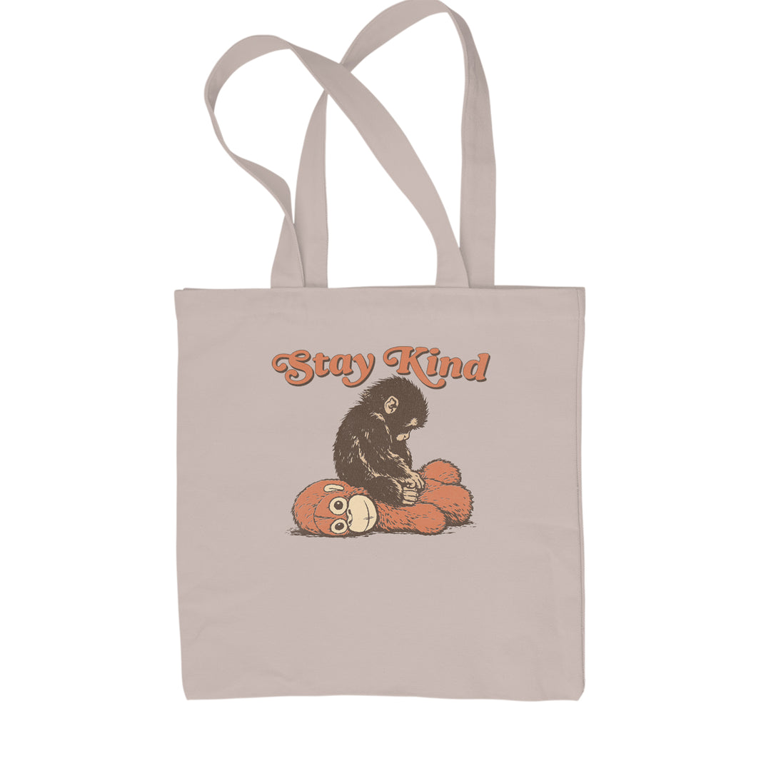 Punch Stay Kind Macaque Shopping Tote Bag Natural