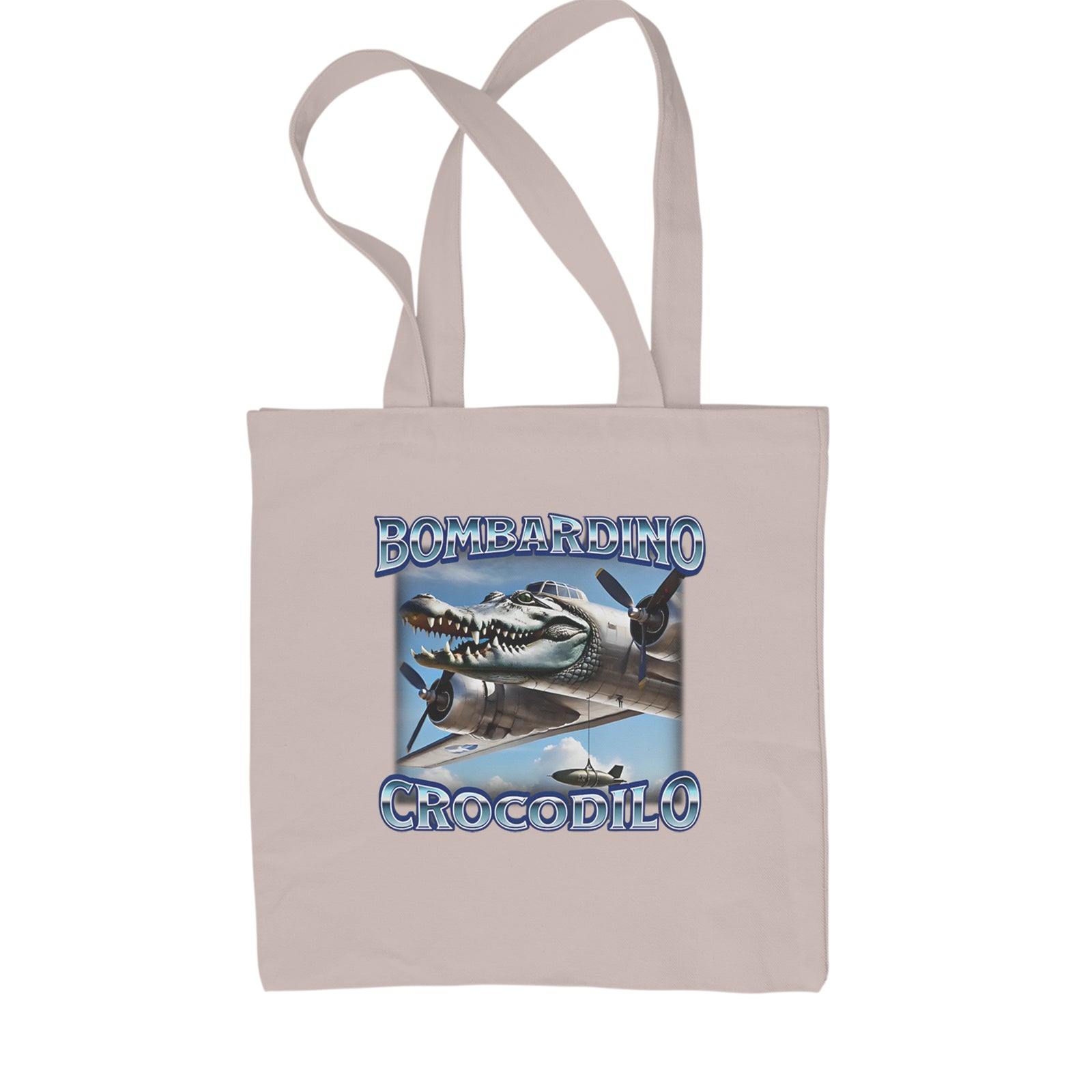 Bombardino Crocodilo Brainrot Shopping Tote Bag Black