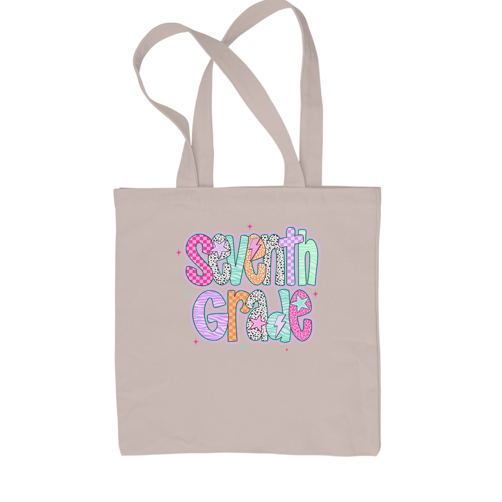 Seventh Grade Swagger Colorful Back to School Shopping Tote Bag Black