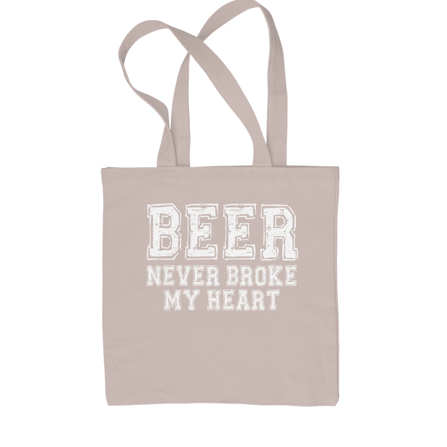 Beer Never Broke My Heart Funny Drinking Shopping Tote Bag Black