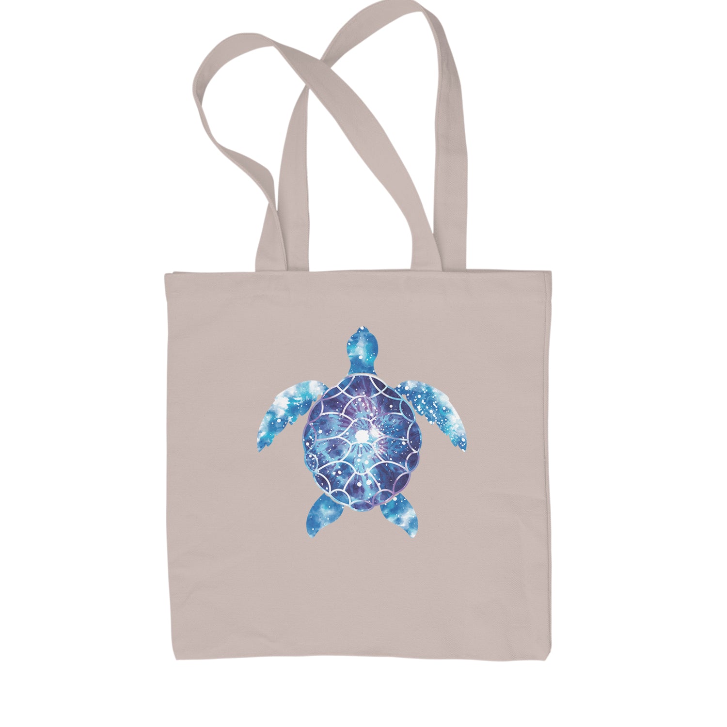 Ocean Aura Tie-Dye Sea Turtle Shopping Tote Bag Natural