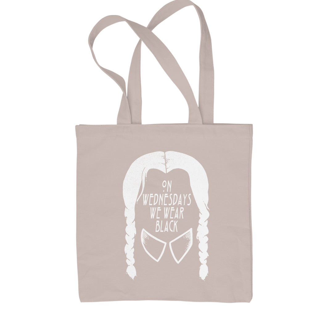 On Wednesdays, We Wear Black Shopping Tote Bag Natural