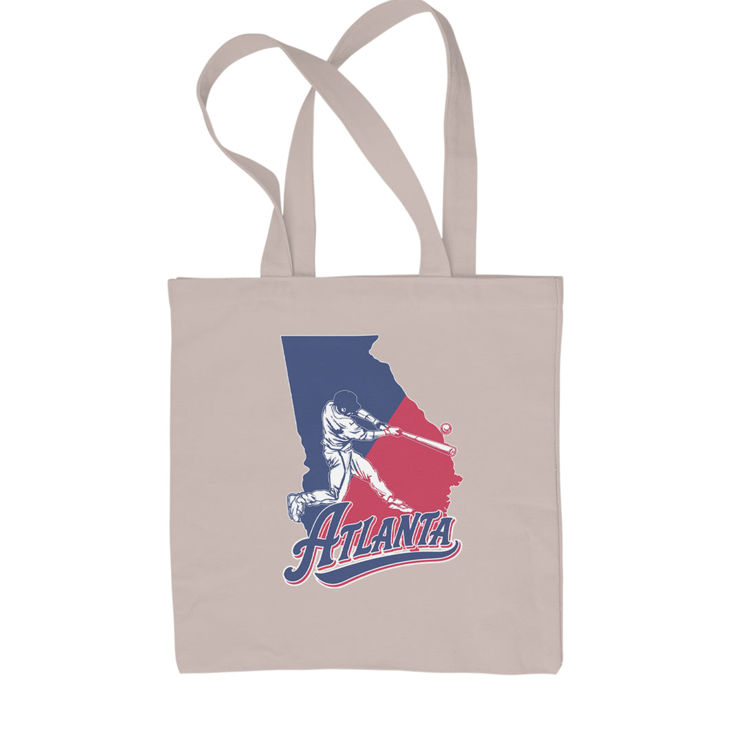 Atlanta Georgia Batter Up Shopping Tote Bag Natural