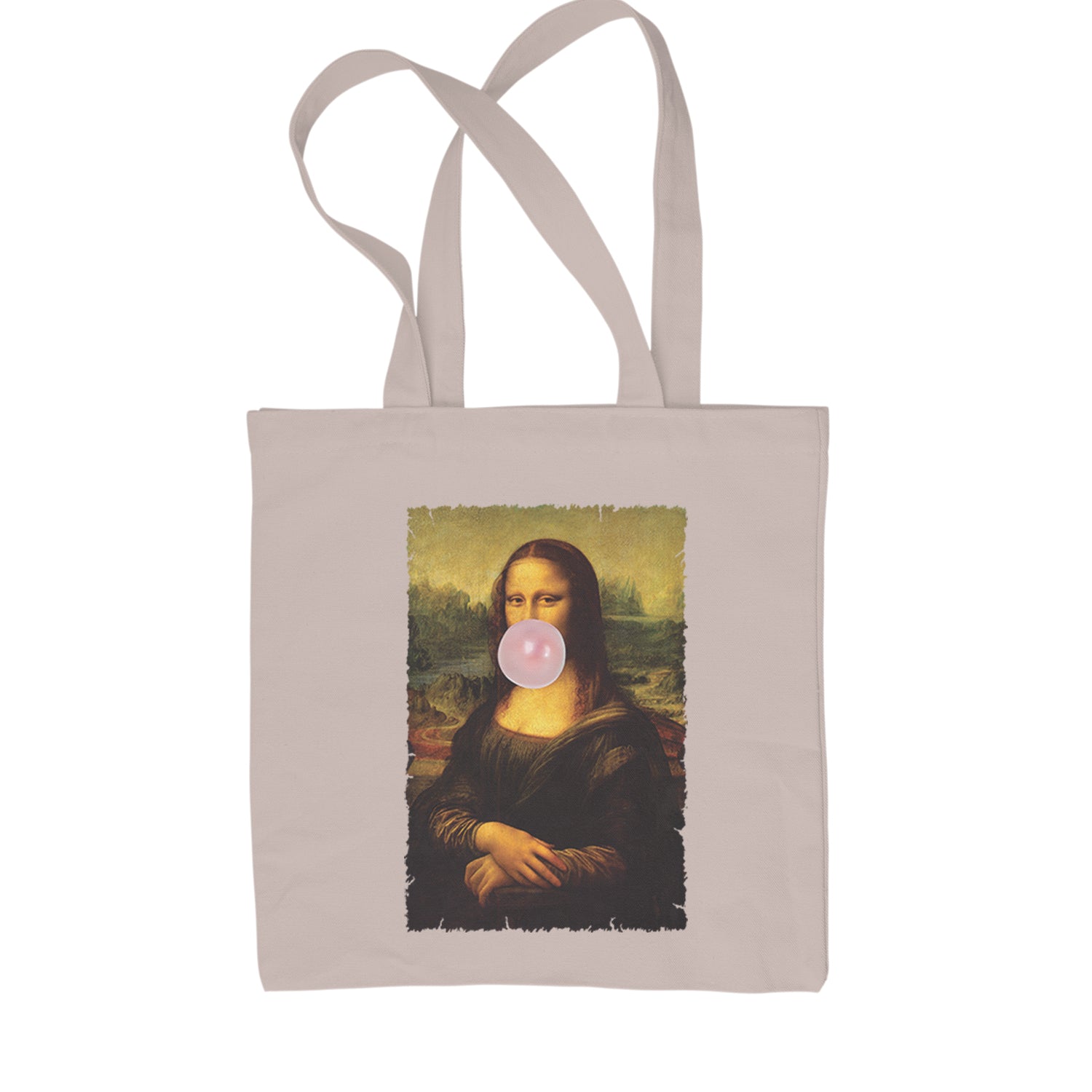 Mona Lisa Smile Pink Bubble Gum Da Vinci Icon Shopping Tote Bag Black