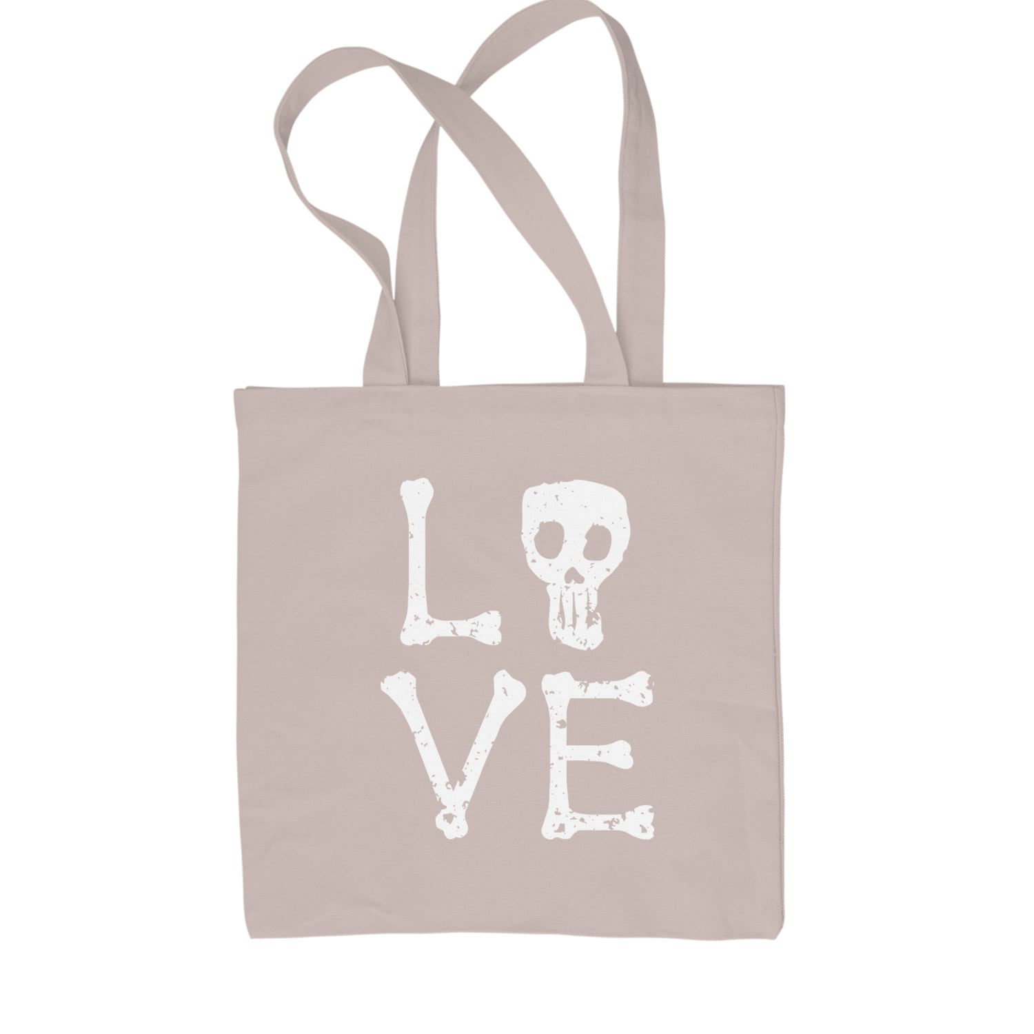 Love Skeleton Bones Shopping Tote Bag Natural