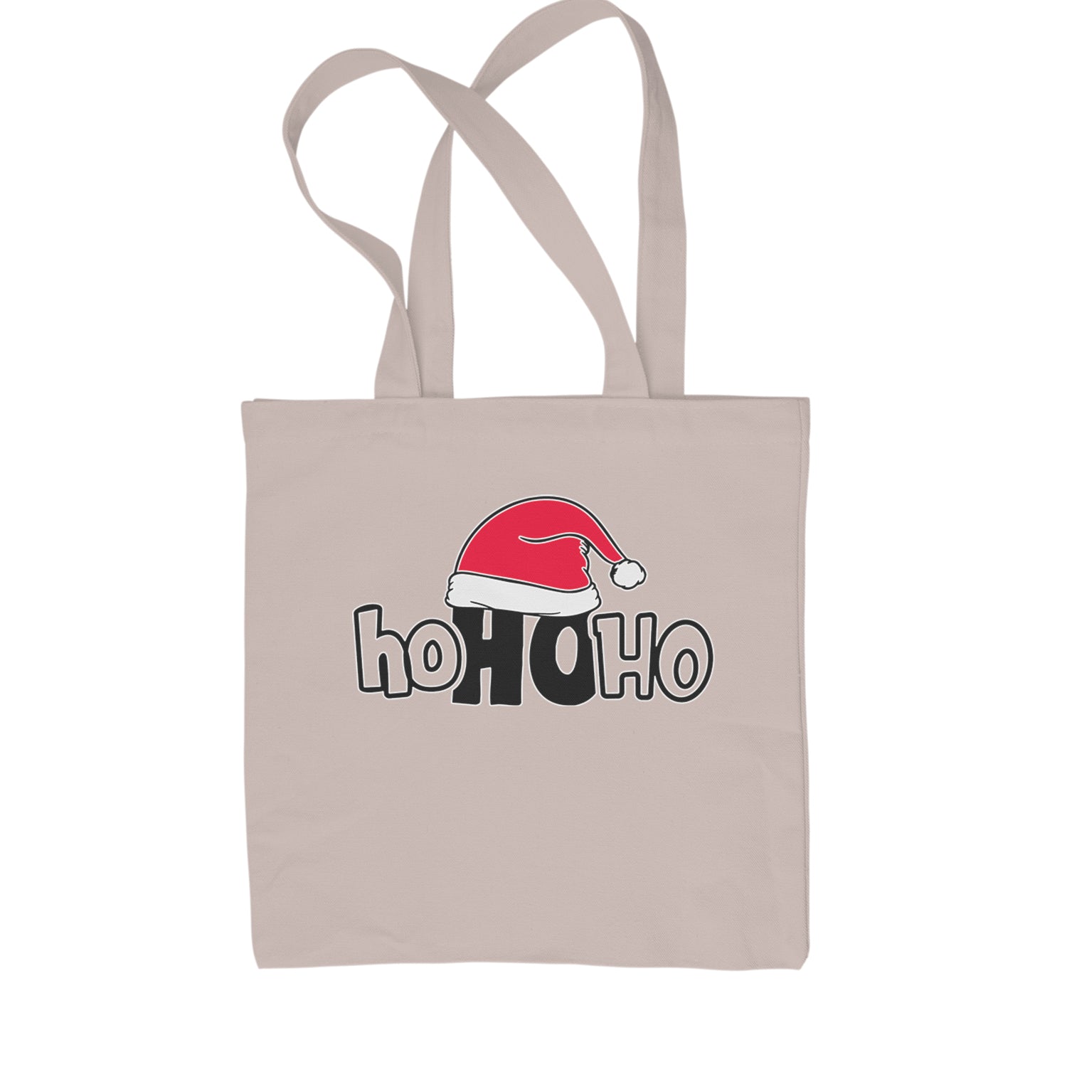 Ho Ho Ho Santa Christmas Hat Shopping Tote Bag Natural