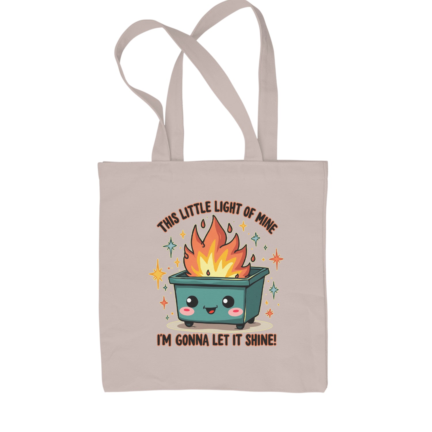 This Little Light of Mine Dumpster Fire Smile Face Shopping Tote Bag Black