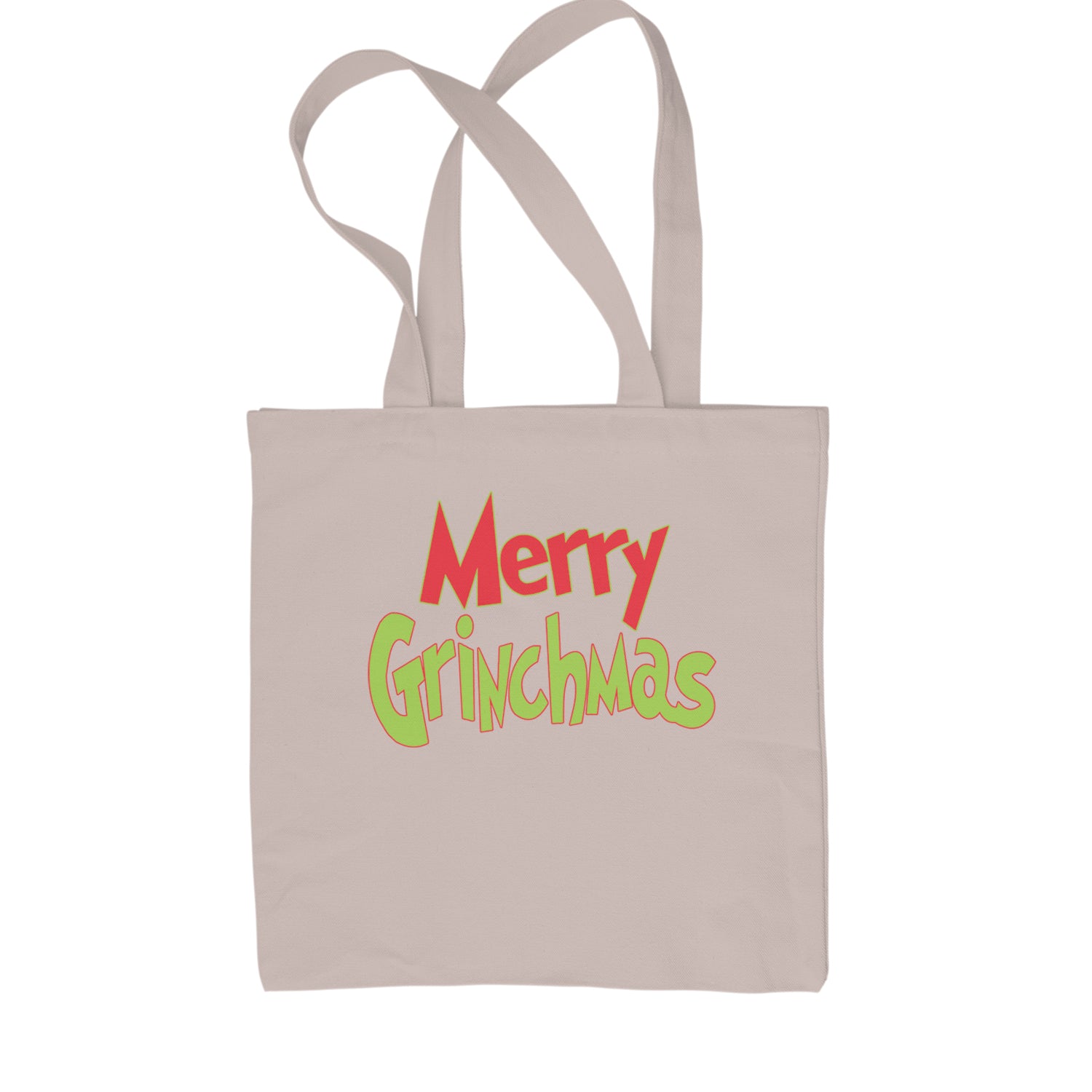 Merry Grinchmas Jolly Merry Christmas Shopping Tote Bag Natural