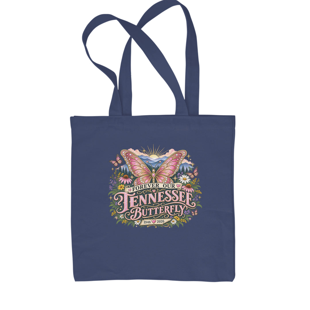 Forever Our Tennessee Butterfly Dolly Shopping Tote Bag Navy Blue