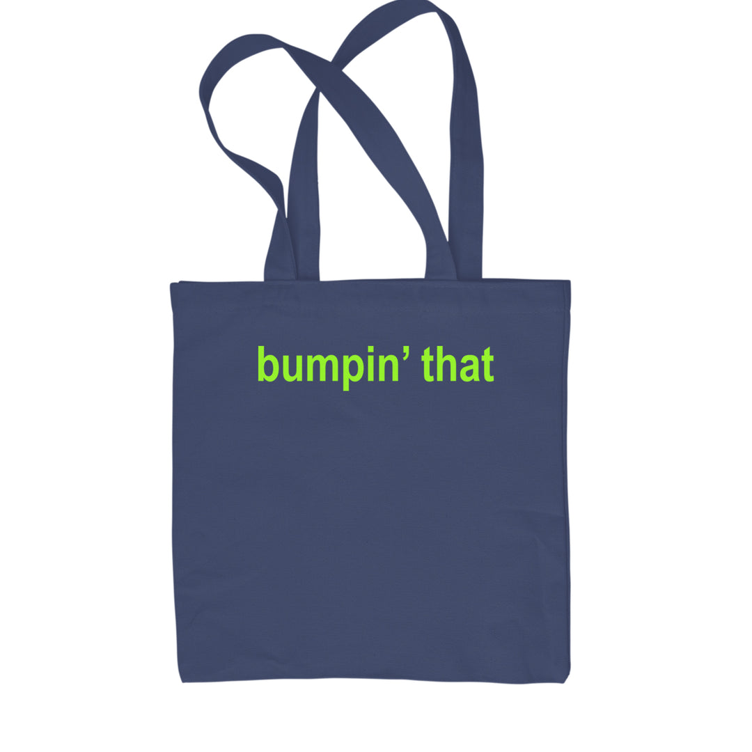 Bumpin' That Brat Music Shopping Tote Bag Navy Blue