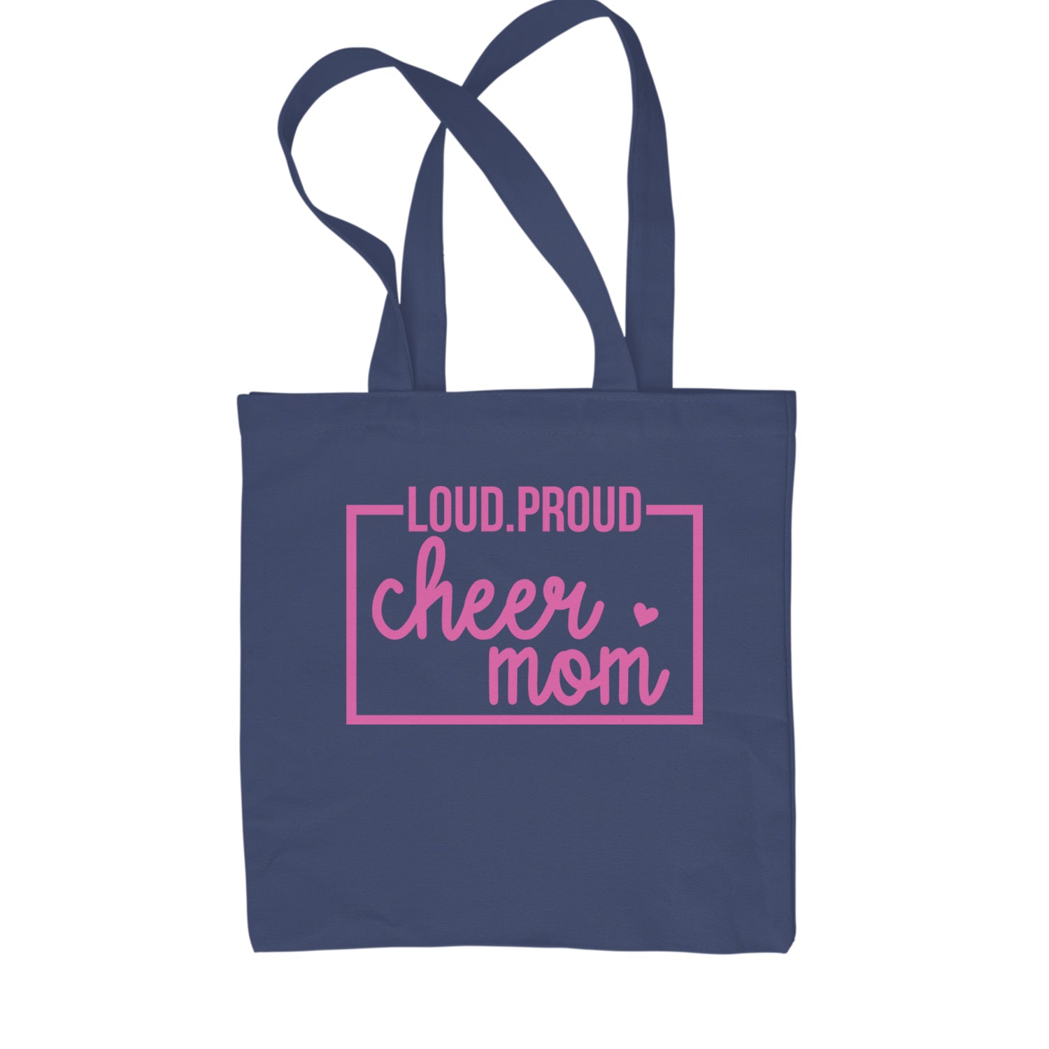 Loud Proud Cheerleader Mom Shopping Tote Bag Navy Blue