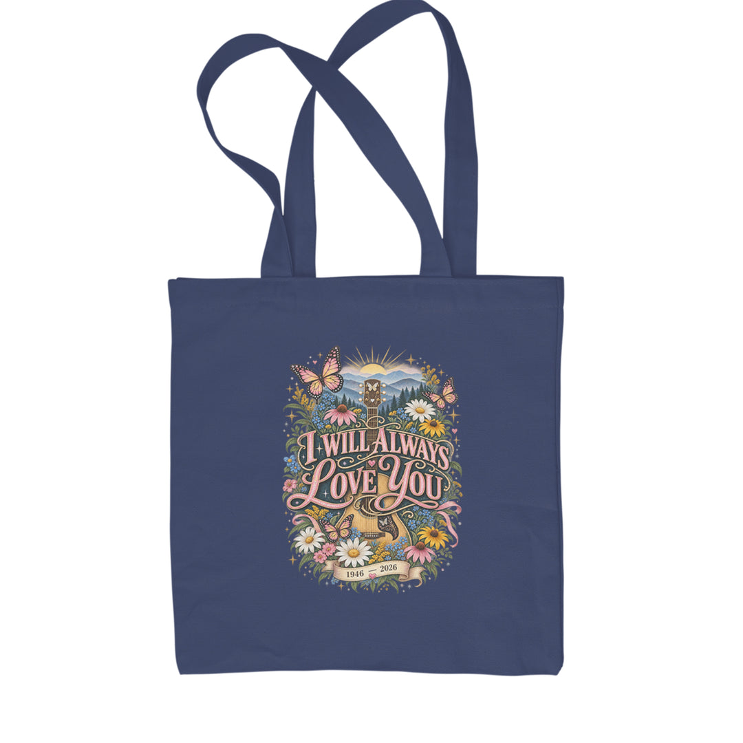 I Will Always Love You Dolly Shopping Tote Bag Navy Blue