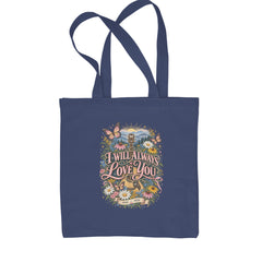I Will Always Love You Dolly Shopping Tote Bag Navy Blue