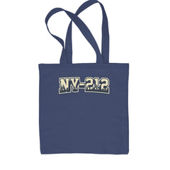 New York City 212 Area Code Skyline  Shopping Tote Bag Navy Blue