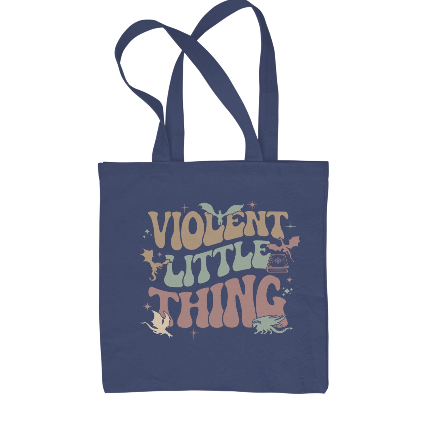 Violent Little Thing Dragon Shopping Tote Bag Navy Blue