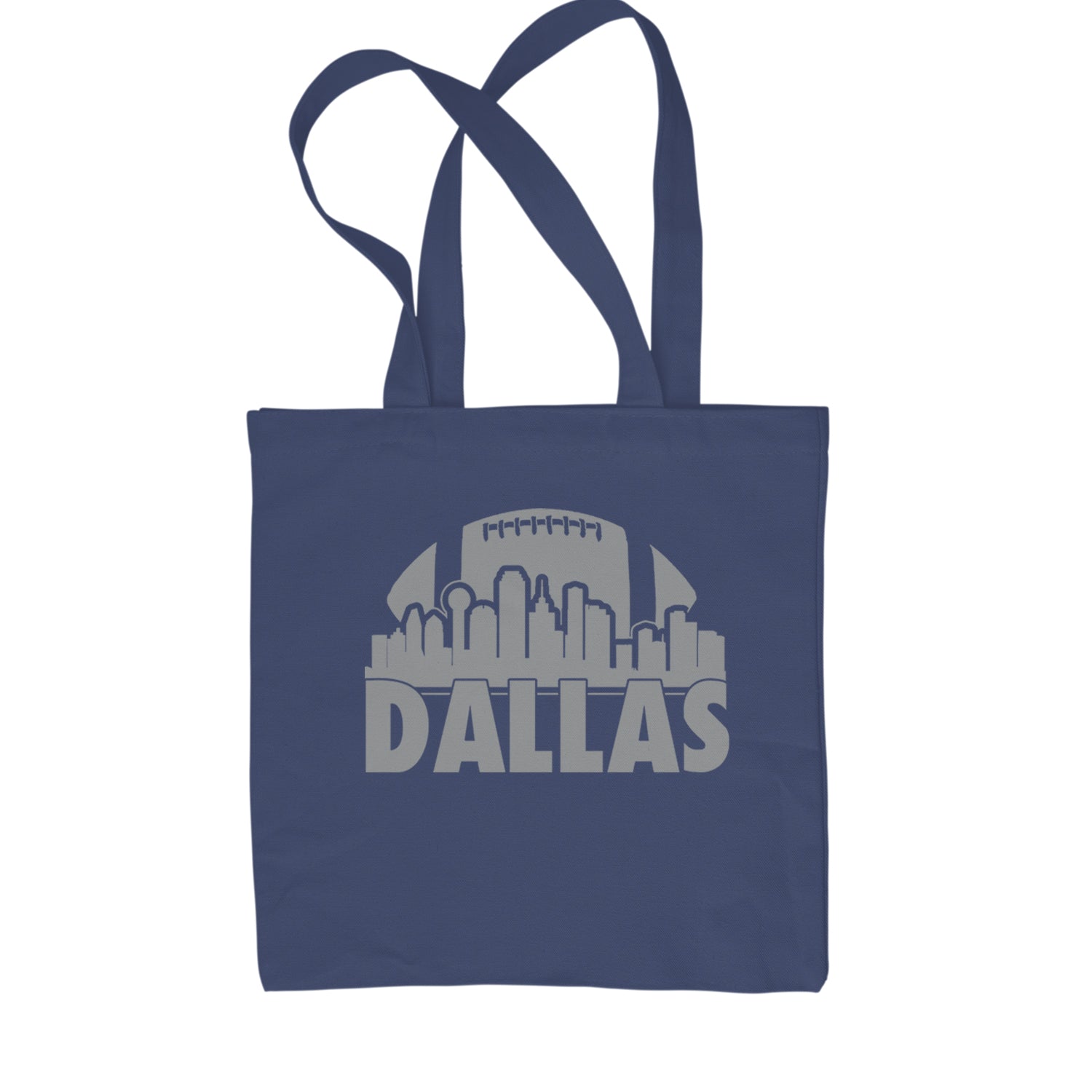 Dallas Texas Skyline Shopping Tote Bag Navy Blue