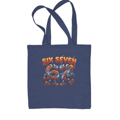 67 Lava Lightning Six Seven Meme Shopping Tote Bag Navy Blue