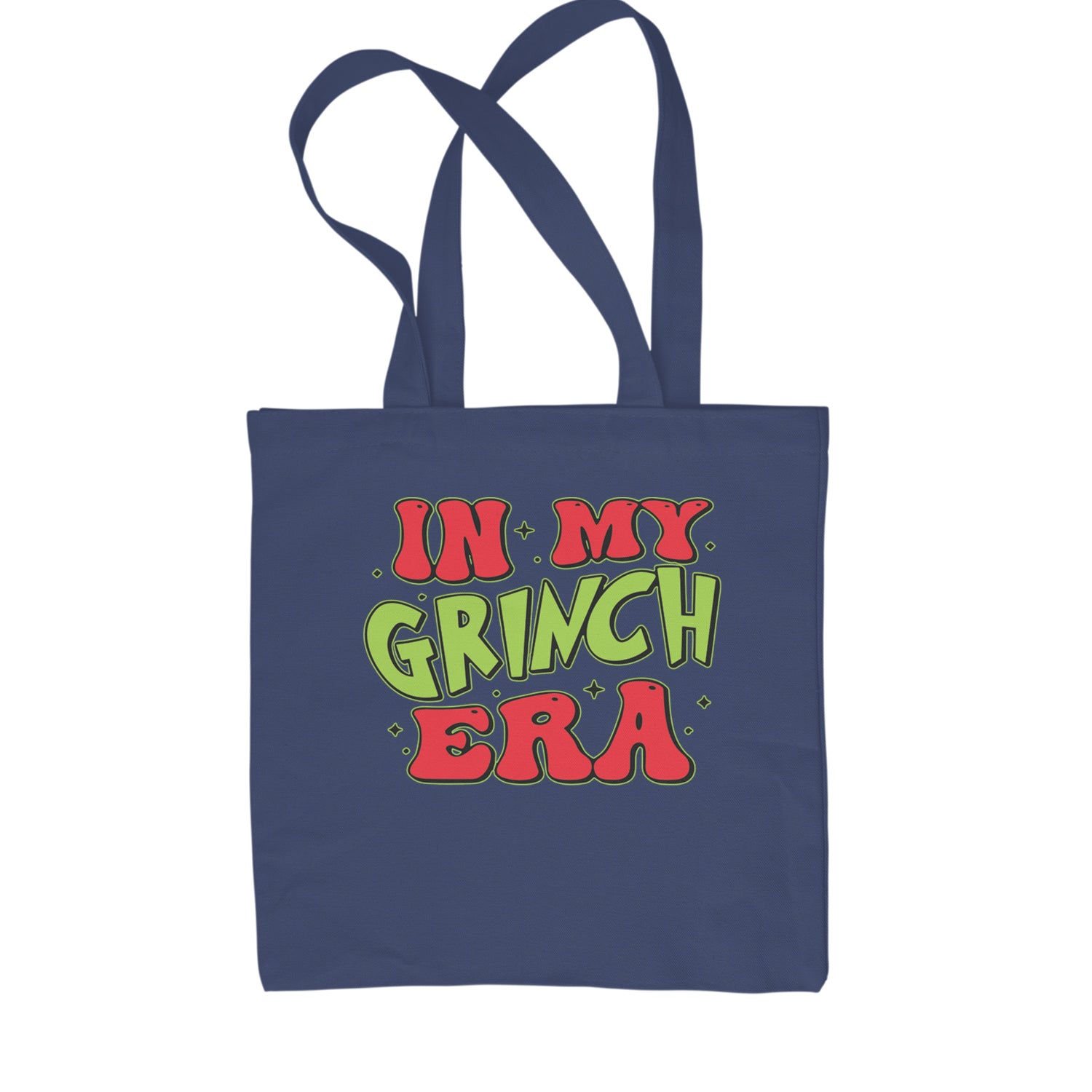 In My Gr-nch Era Jolly Merry Christmas Shopping Tote Bag Navy Blue