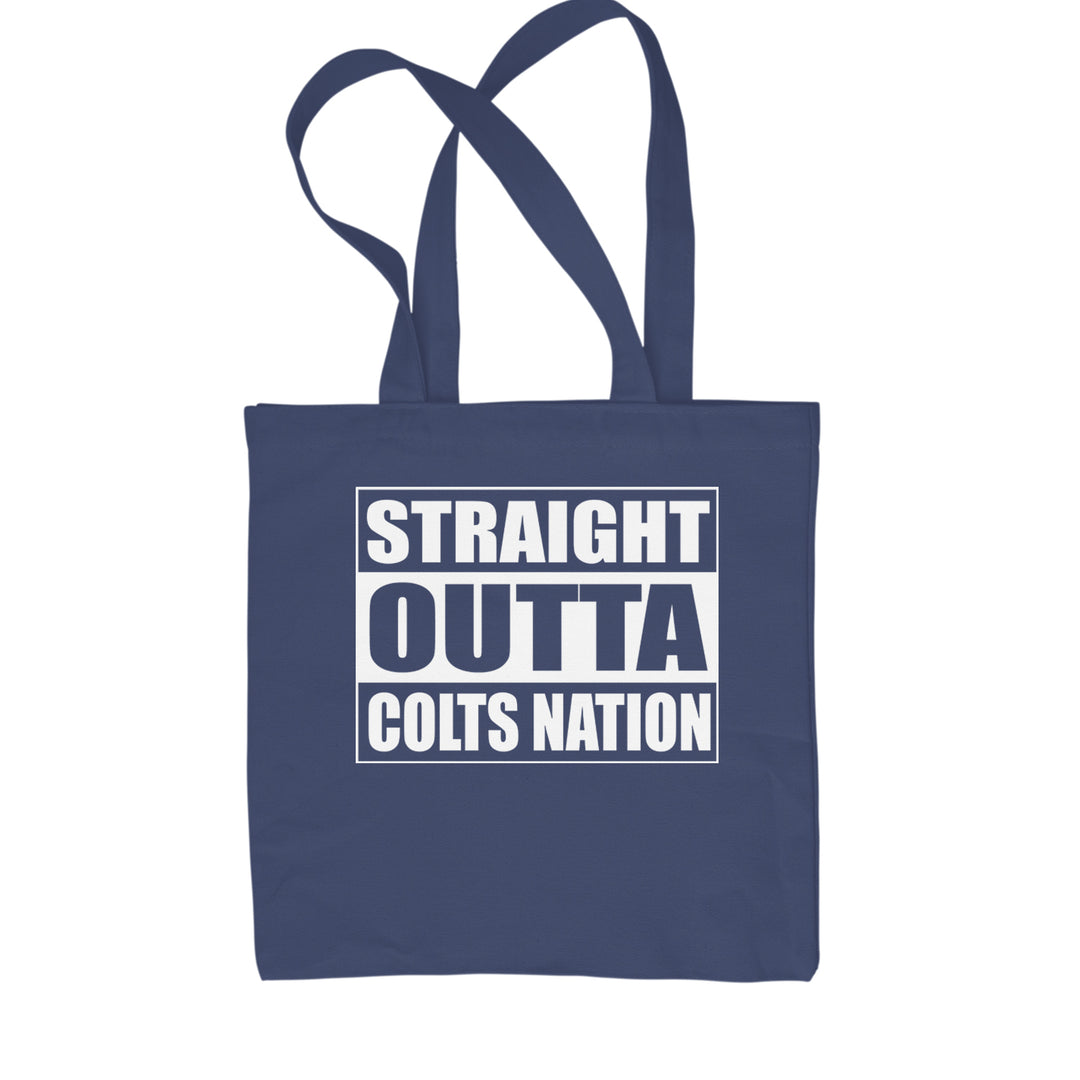 Straight Outta Colts Nation Football  Shopping Tote Bag Navy Blue