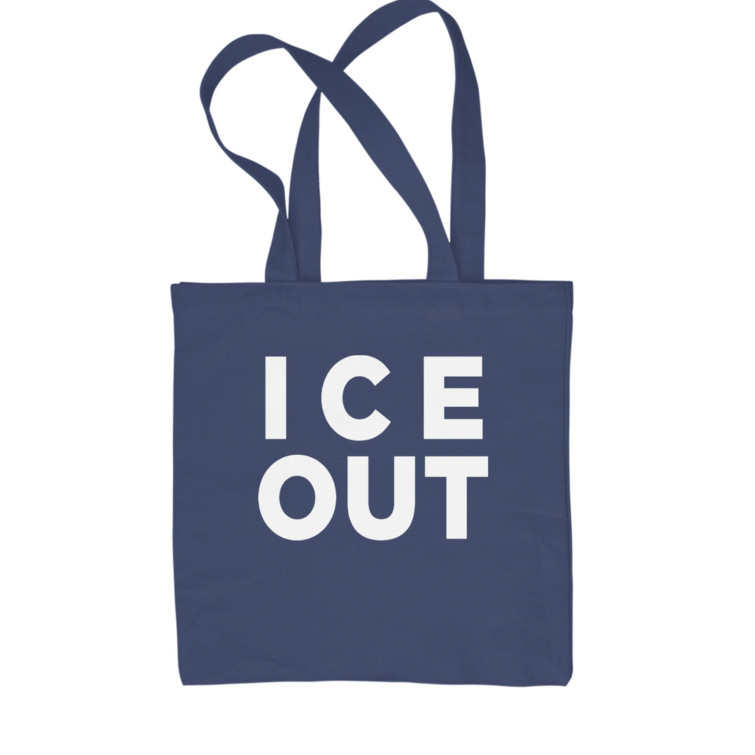 Ice Out Protest Shopping Tote Bag Navy Blue