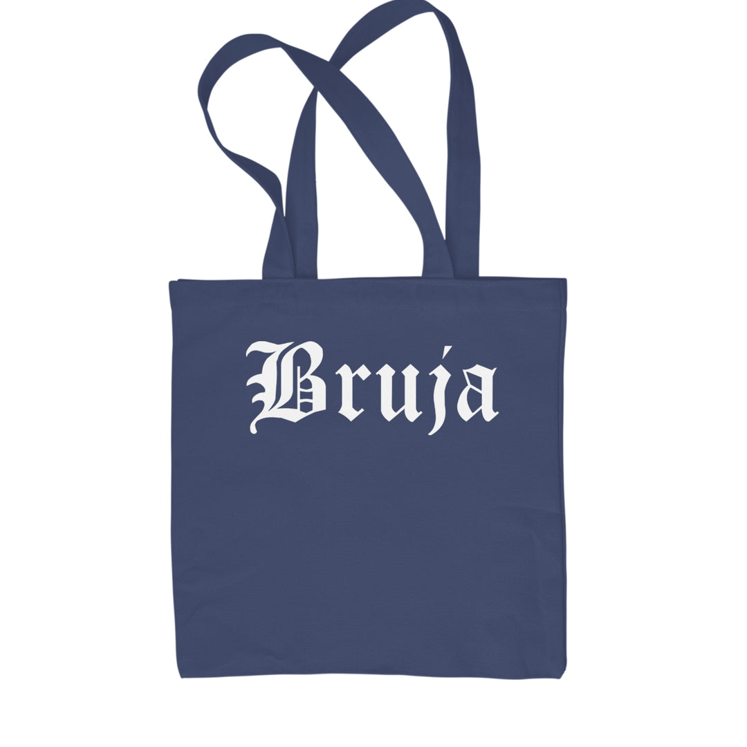 Bruja Gothic Spanish Witch Shopping Tote Bag Navy Blue