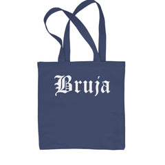 Bruja Gothic Spanish Witch Shopping Tote Bag Navy Blue