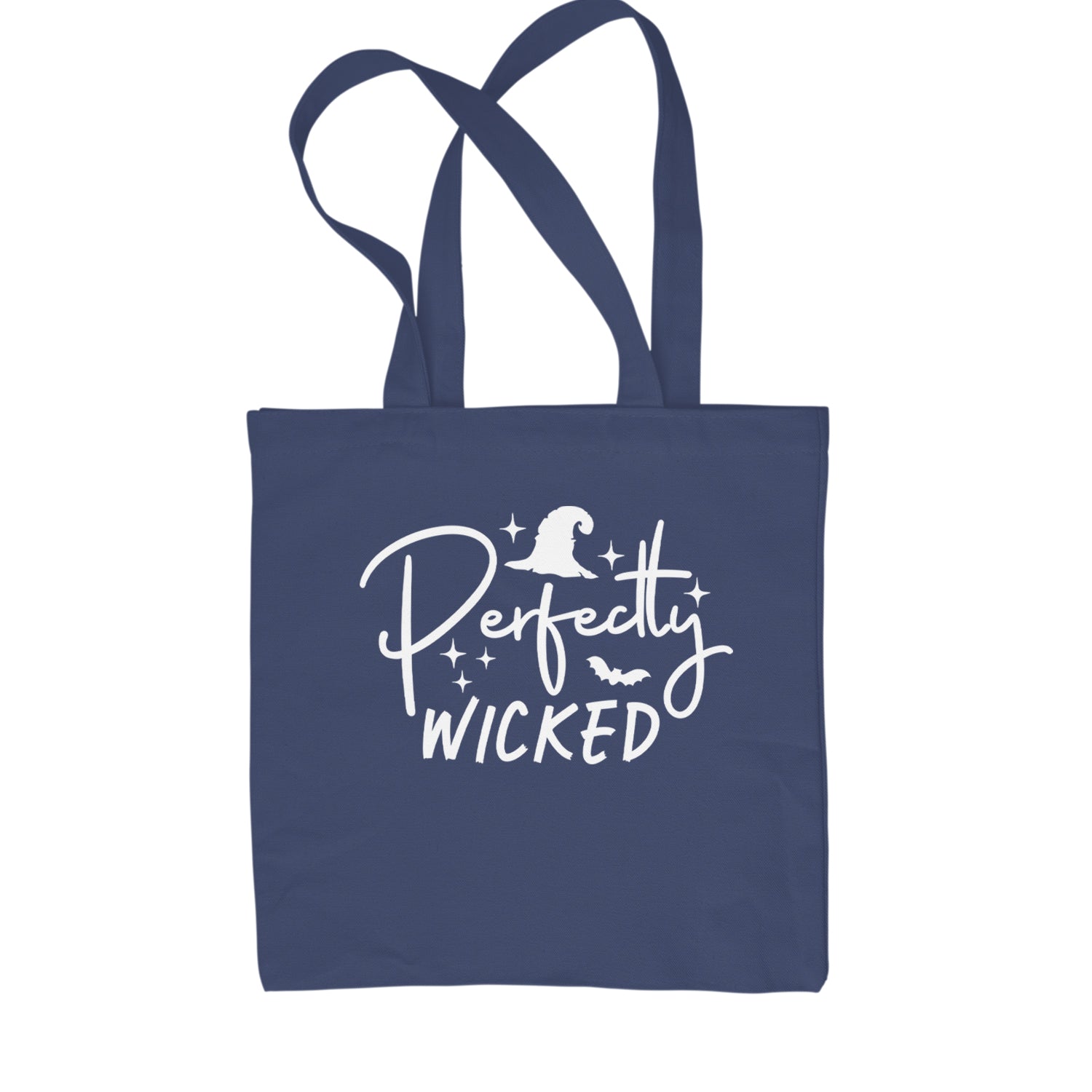 Perfectly Wicked Witchy Halloween Shopping Tote Bag Navy Blue