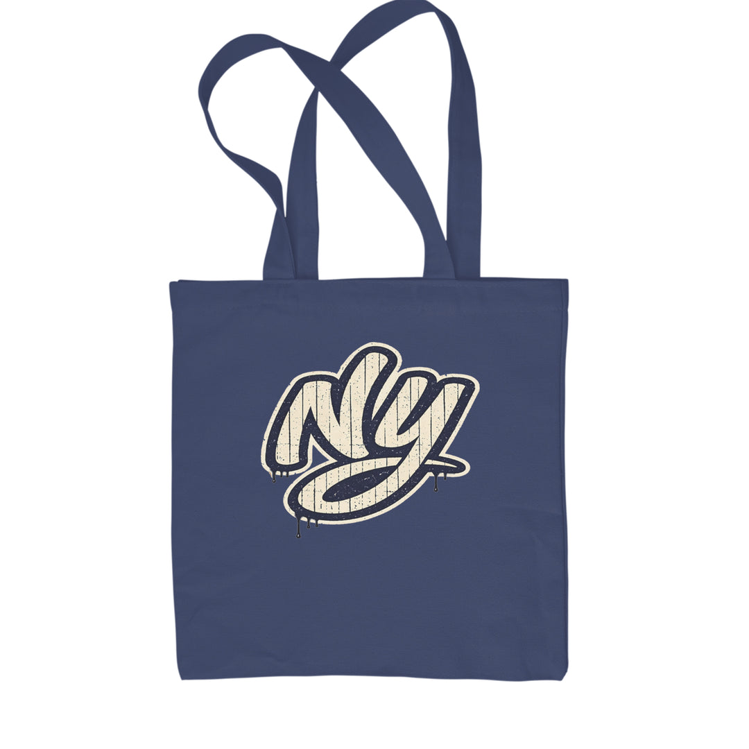 NYC New York City Grunge Street Shopping Tote Bag Navy Blue