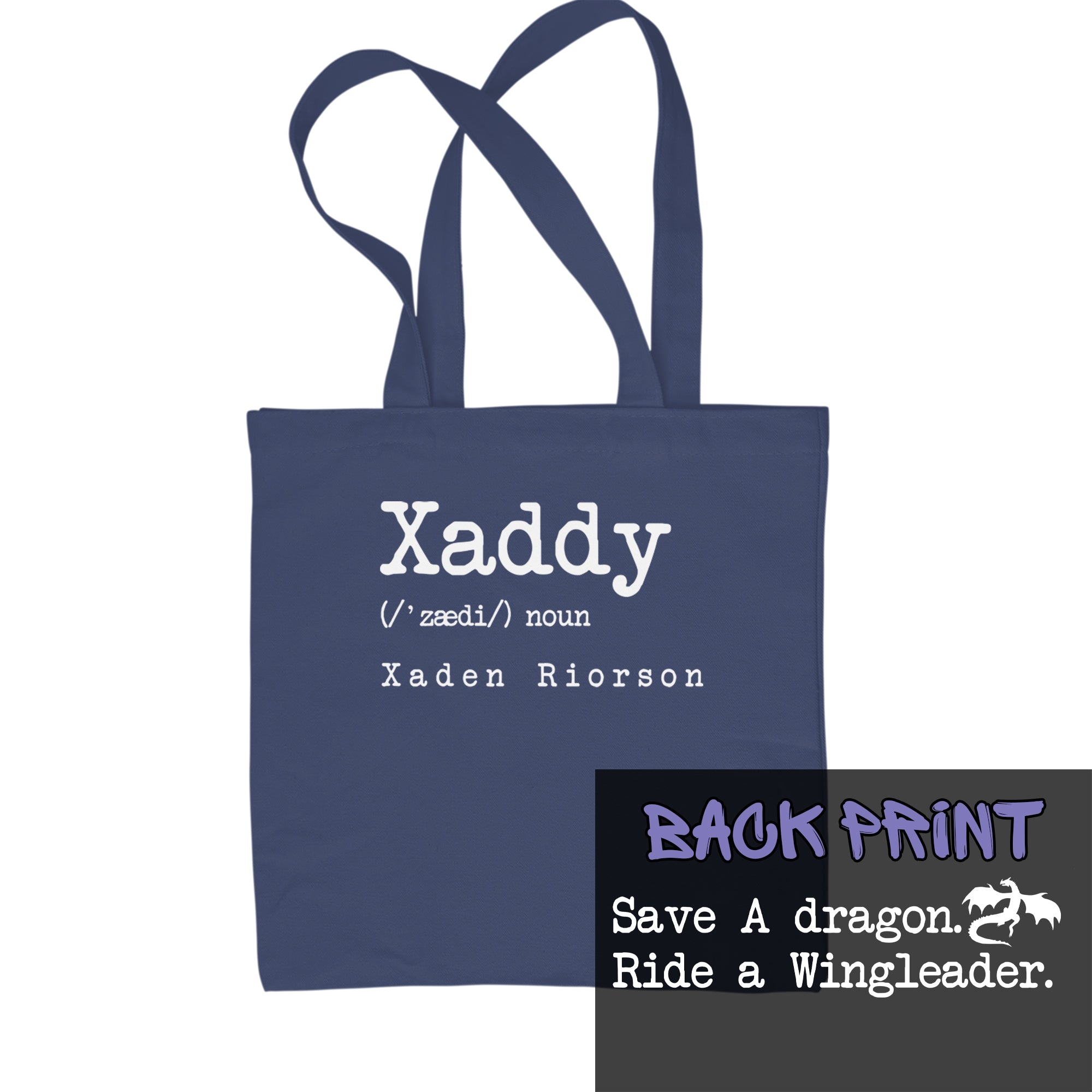 Xaddy Save A Dragon Ride A Wingleader Shopping Tote Bag Navy Blue