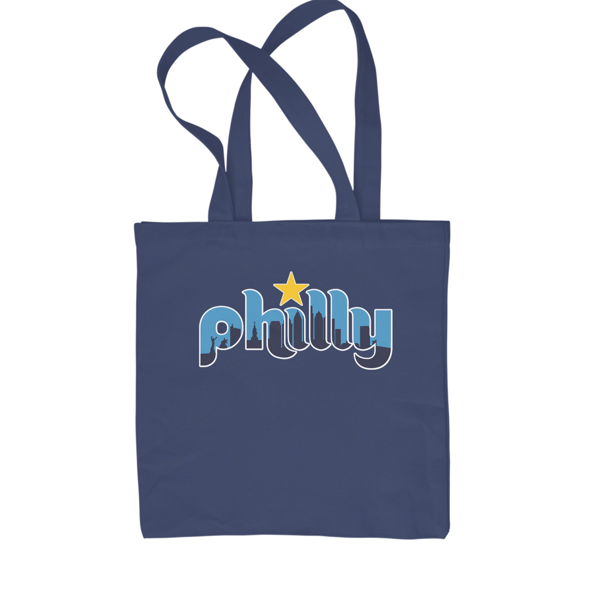 Skyline Philly Philadelphia Shopping Tote Bag Navy Blue